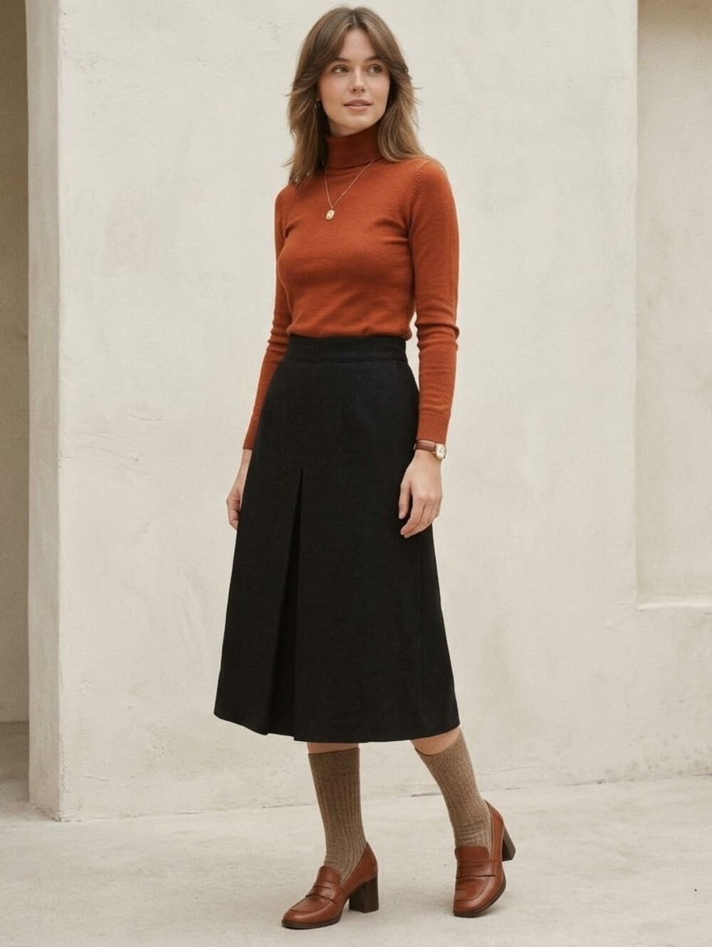 Vintage Elio Soranti Black Women's Midi A-Line 100% Wool  Skirt